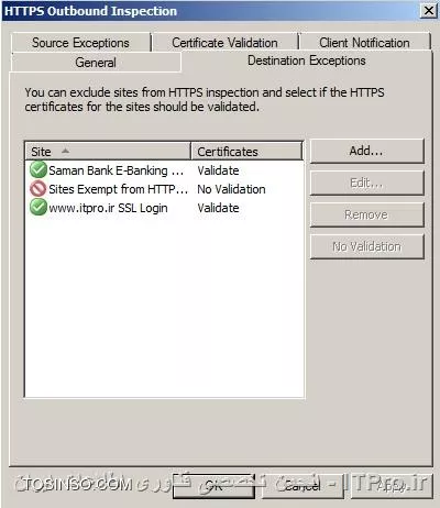 تصویر اول : لیست استثناء ها در HTTPS Inspection