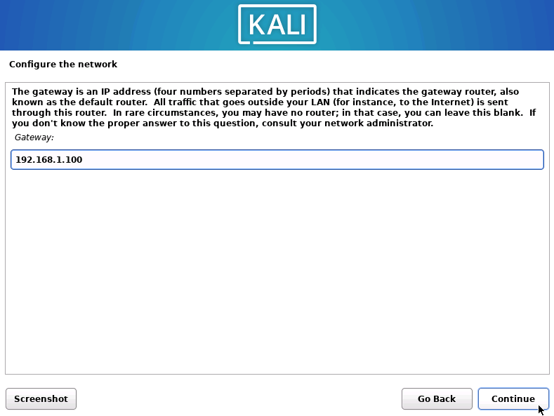 انتخاب ادرس گیت وی برای کالی لینوکس