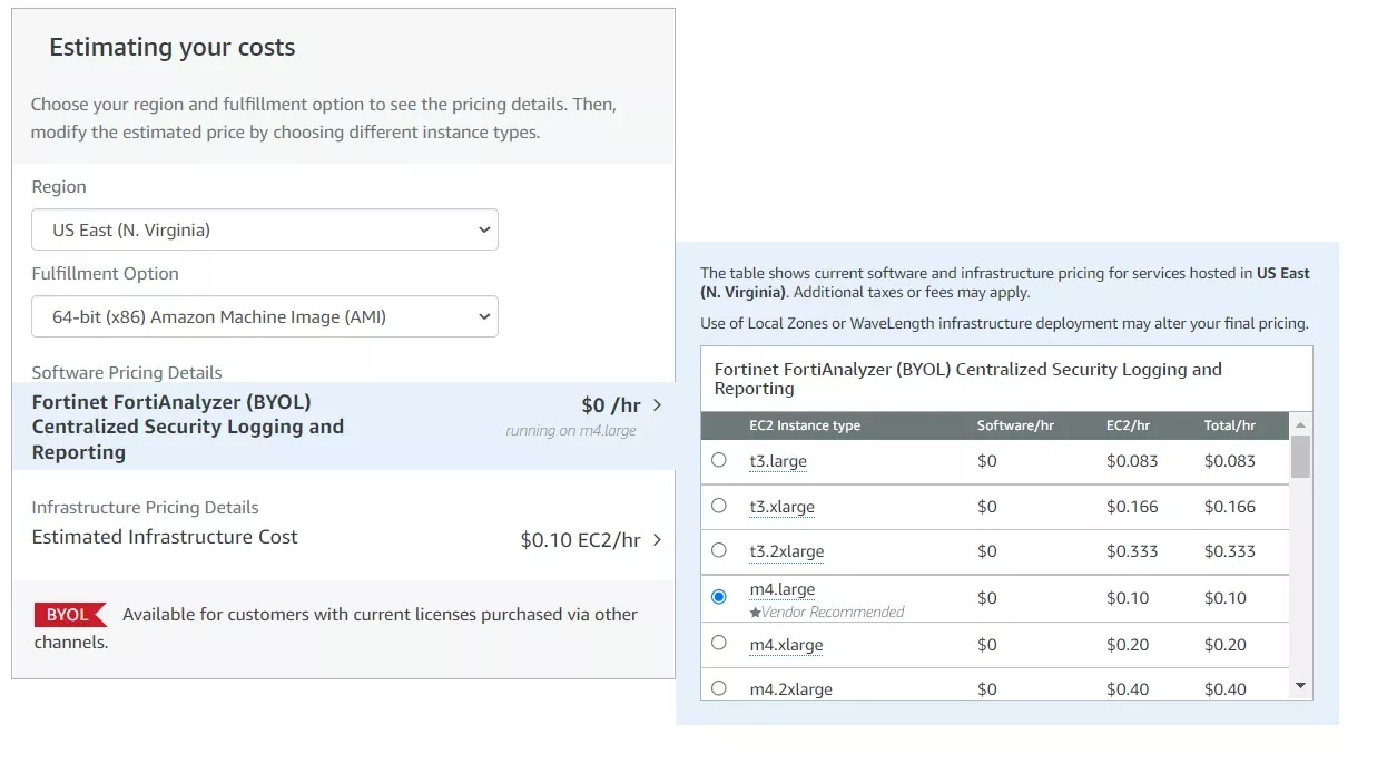 راه اندازی FortiAnalyzer-VM در AWS از طریق روش One Click Launch