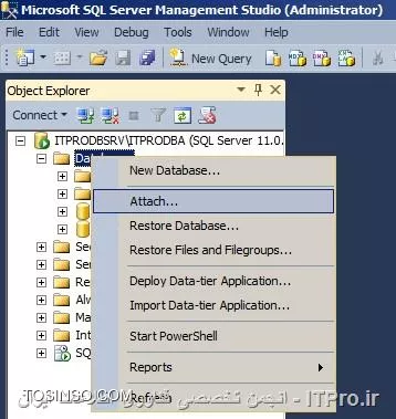 آموزش Attach کردن یا اضافه کردن دیتابیس به SQL سرور