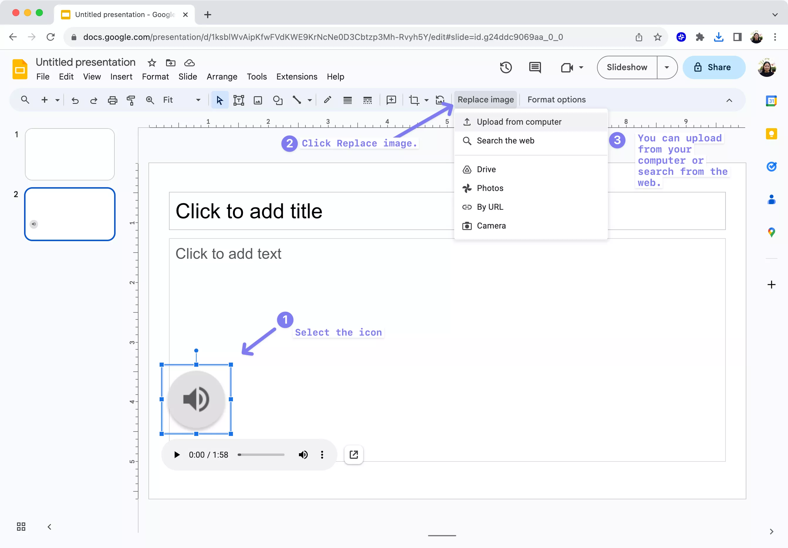 افزودن موزیک در Google Slides