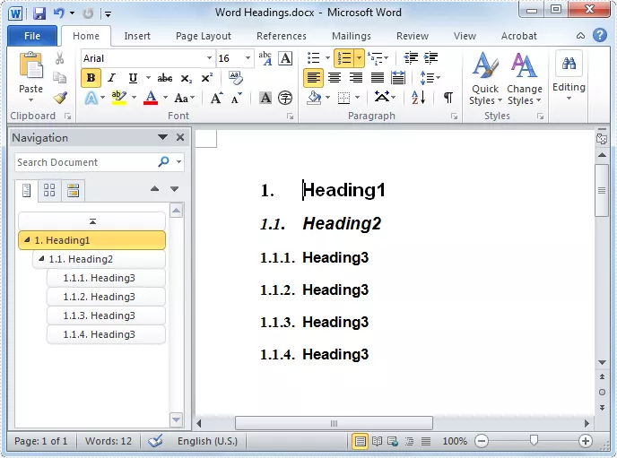 تیتر ها در ورد