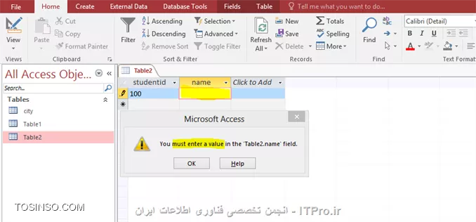 آموزش اکسس 2016 (Access) قسمت 9 : ایجاد پایگاه داده و Field