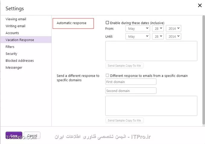 سلام 
در میل کلاسیک option  وجود داشت اما حالا مثل عکس زیر عمل کنید
فقط کافیه موس رو روی اون چرخ دنده نگه دارید(کلیک نکنید) تا پنجره ای که عکس زیر نمایش داده میشه ظاهر شه.

||http://network.tosinso.com/files/get/e3f1285a-168b-4097-a3de-f76d0507646e||

||http://network.tosinso.com/files/get/717c1d33-f58d-4020-8dee-d527537e49b5||

||http://network.tosinso.com/files/get/300ca264-a4fb-430f-bd5c-c77fd6fe13ec||

عکس های بالا برای اینه که با چه فونتی و سایزی ایمیلت تایپ شه اما کار شما مربوط به عکس زیر هست.

||http://network.tosinso.com/files/get/8a5cd76d-534b-4dbd-ac5f-138ed44834ff||