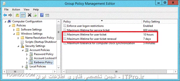 Kerberos Policy چیست و شامل چه مواردی می شود
