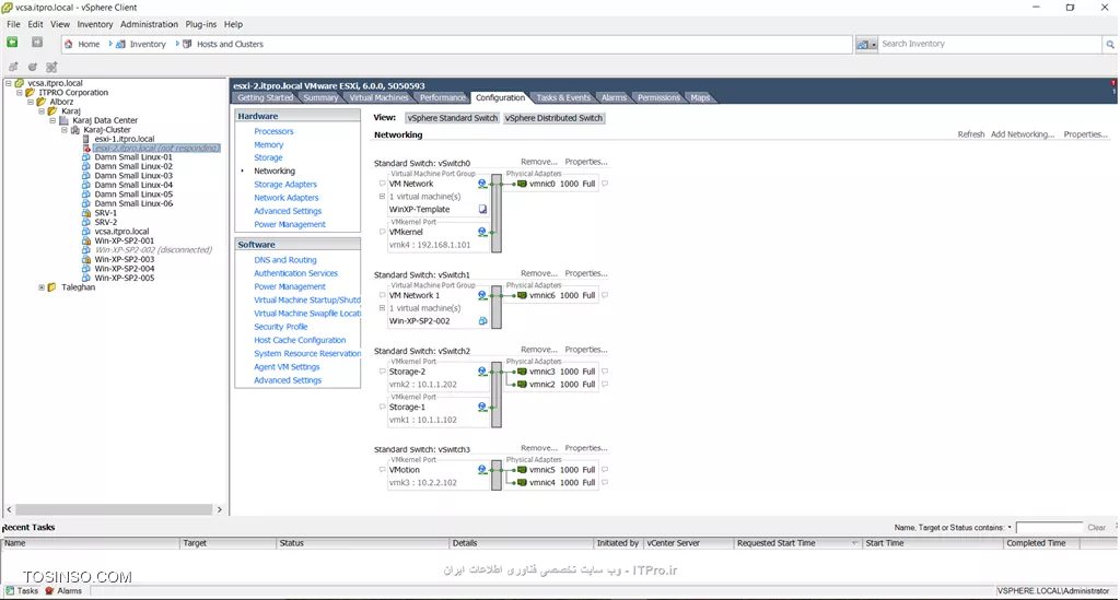 با سلام و سخته نباشید

من وقتی میخوام برای esxi خودم Default gatway تعریف کنم خطا میده ؟

||https://tosinso.com/files/get/640e712a-a2b2-4d49-bcfc-166546e9cf5b||

||https://tosinso.com/files/get/8d5a93b7-2bfe-4301-bf5d-ba558ebcc9f1||

چکار کنم ؟  اصلا نمیشه هیچ تنظیماتی روی esxi-2 انجام بدم بخش Networking همش غیر فعاله ؟