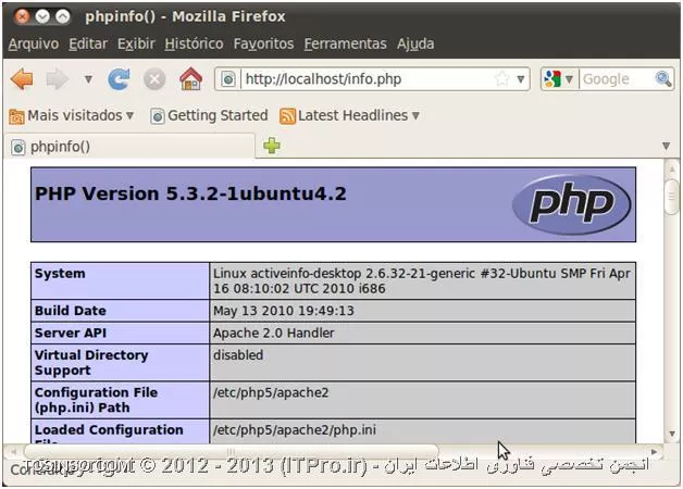 تست نصب درست PHP