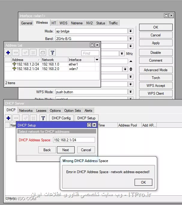 حق با شما بود فراموش کردم ریست کنم
بعد از ریست مجدد مراحل رو از سر گرفتم
ولی در مرحله dhcp server که فرمودید اون آی پی رو تعریف کنم گیر کردم

||https://network.tosinso.com/files/get/90dedb19-31f4-4454-a509-ab1de79302cf||