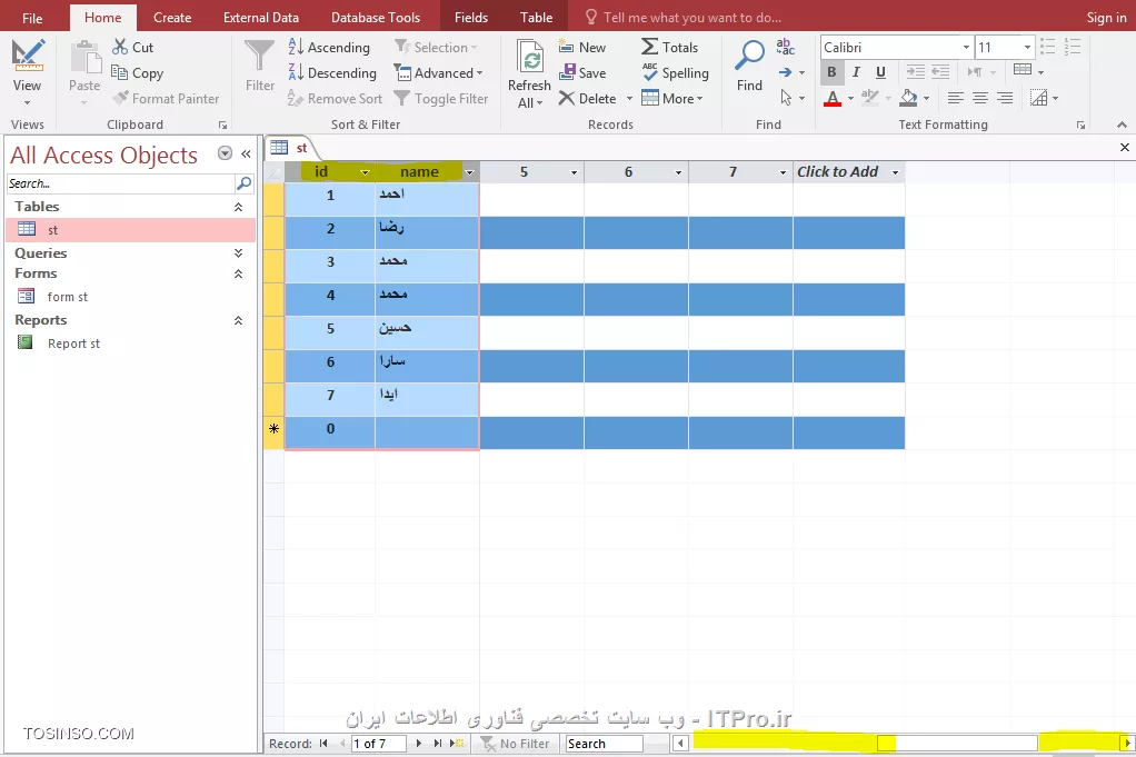 آموزش اکسس 2016 (Access) قسمت 11 : کار با جداول