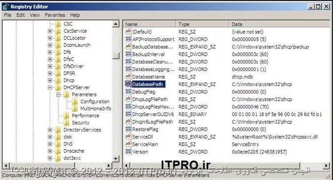 در ادامه مجموعه مقالات DHCP ، در این مقاله در مورد نحوه Back up گیری از تنظیمات این سرویس و همینطور چگونگی باز گردانی این Back up یا Restore کردن آن صحبت خواهم کرد.

!! مقدمه 
یکی از مباحث و اصول مهم بعد از انجام تنظیمات در هر سرور و سرویسی ،مبحث مربوط به Back Up گیری و بازگردانی این Back Up ها میباشد.سرویس DHCP نیز از این اصل مستثنی نیست.خوب حال اینکه این Back Up گیری به چه صورت انجام میگیرد و اطلاعات در کجا ذخیره می شوند و در نهایت در صورت بروز مشکلی این اطلاعات چگونه بازگردانی خواهند شد،مبحث مقاله ای است که در پیش روی دارید.

!! Back Up  گیری از DHCP  سرور
DHCP سرور اطلاعات مربوط به IP هایی که به کلاینتها می دهد یا رزرو می کند را در DataBase Files ها ذخیره میکند.به صورت پیش فرض این فایل ها در آدرس %SystemRoot%\System32\DHCP directory ذخیره می شوند.برای دستیابی به این پوشه، به آدرس زیر مراجعه می کنید :

||http://www.tosinso.com/files/get/c0ecd07a-7f5b-4cf9-a814-7bfd600ea63a||
 
زمانیکه به آدرس فوق مراجعه میکنید،با فایلهایی که در ادامه در مورد آنها توضیح داده شده مواجه خواهید شد:

* Dhcp.mdb : فایل Primary DataBase مربوط به DHCP سرور 
* J50.log :فایلی است حاوی log های تراکنش ها،که در مواردی که سرور به درستی عمل نمی کند،جهت بازگردانی تراکنش های کامل نشده استفاده می شود.
* J50.chk:ckeckpointی است که از آن در کوتاه کردن log تراکنش های DHCP سرور استفاده می شود.
* Res1.log:یک log فایل رزرو شده برای DHCP سرور است.
* Res2.log: یک log فایل رزرو شده برای DHCP سرور است.
* Temp.edb:یک working file موقت برای DHCP سرور است.

!! Back Up گرفتن از دیتابیس DHCP
همانطور که گفتم دایرکتوری حاوی Back Up از DHCP در مسیر:%SystemRoot%\System32\DHCP folder قرار دارد و شامل اطلاعات مربوط به پیکربندی و دیتابیس DHCP است.به صورت پیش فرض ،از دیتابیس DHCP هر 60 ثانیه یکبار بطور اتوماتیک Back Up گرفته می شود.اگر بخواهید به صورت دستی از DHCP بک آپ تهیه کنید ،باید مراحل زیر را دنبال کنید:

1-	در کنسول مدیریتی DHCP سرور،بر روی سروری که می خواهید از آن بک آپ تهیه کنید راست کلیک کنید  و سپس گزینه بک آپ را انتخاب کنید.
2-	در پنجره باز شده،فولدری را که می خواهید بک آپ در آن قرار گیرد را انتخاب کنید و سپس گزینه Ok را انتخاب کنید.

||http://www.tosinso.com/files/get/d71d5250-af17-404e-ab40-61837d472a26||
||http://www.tosinso.com/files/get/5847860c-f9dd-4cee-b4e0-426b31e03efa|| 
 
خوب حالا ممکنه این سوال در ذهنتون پیش بیاد که این تنظیمات مربوط به بک آپ گیری رو در کجا می توان تعریف تا تغییر داد؟کلیدهای ریجیستری که زمان و مکان بک آپ گیری از DHCP را مشخص می کند را می توانید در مسیر HKEY_LOCAL_MACHINE\SYSTEM\CurrentControlSet\Services\DHCPServer\Parameters.  مشاهده کنید.خوب در اینجا می توانید با تغییر تنظیمات مربوط به ریجیستری،مکان و نحوه ی بک آپ گیری از DHCP سرور را تغییر دهید.اینجا من بصورت مختصر برخی از این گزینه ها در ریجیستری را به خدمت شما دوستان معرفی خواهم کرد:

||http://www.tosinso.com/files/get/9223c48f-fa0b-4ddd-8f6e-33c82c54e48e||
 
BackupDatabasePath: تنظیمات محل دیتابیس DHCP را می توانید در اینجا تغییر دهید.

||http://www.tosinso.com/files/get/ee658a2a-2445-4c37-89f8-ac39d07177dd||
 
شما همچنین باید این مسیر را در کنسول مدیریتی DHCP ، در Properties و در تب Advanced نیز تغییر دهید تا دوگانگی وجود نداشته باشد.

||http://www.tosinso.com/files/get/20232c9e-79f6-4e85-bf7a-c9a8031462e0||
 
DatabaseName: نام فایل primary DHCP database  را در این قسمت تنظیم میکنید.این نام به صورت پیش فرض DHCP.mbd در نظر گرفته شده است.
BackupInterval: در اینجا تعریف می کنید که هر چندوقت یکبار از دیتابیس DHCP بک آپ گرفته شود.این مقدار بصورت پیش فرض 60 ثانیه است.

||http://www.tosinso.com/files/get/f3c37394-d0ef-4d63-ba62-2169cad704a5||
 
DatabaseCleanupInterval:مشخص می کند که هر چند وقت یکبار رکوردهای Expire شده ی DHCP از دیتابیس اطلاعات مربوط به DHCP Client حذف شوند.این مقدار بصورت پیش فرض هر 4ساعت است.

!! Restore کردن بک آپ گرفته شده
در مواقعی که DHCP سرور شما دچار مشکل می شودو می خواهید که بک آپی که از تنظیمات DHCP قبلی گرفته اید را بازگردانی کنید،لازم است موارد زیر را دنبال کنید:

*  در کنسول مدیریتی DHCP سرور، بر روی سرور مورد نظر راست کلیک کنید و گزینه Restore را انتخاب کنید.
*  در پنجره باز شده،آدرس فولدری که بک آپ در آن قرار گرفته است را انتخاب و گزینه Ok را انتخاب کنید.
*  تا زمانی که فرآیند Restoring یا بازگردانی انجام می شود ،سرویس DHCP متوقف می شود.از اینرو کلاینتها قادر نخواهند بود جهت گرفتن آدرس به DHCP سرور دسترسی پیدا کنند.

بدین صورت شما قادر خواهید بود بک آپی که گرفته اید را بازگردانی کنید.


||http://www.tosinso.com/files/get/957b9027-d25e-4599-ad6b-a0a229df1821||
||http://www.tosinso.com/files/get/5034cc97-b31c-4528-b7c3-f050398dfd7b||  
 
!! نتیجه گیری
در آخرین مقاله از مجموعه مقالات DHCP سرور،نحوه ی بک آپ گیری از DHCP سرور و بازگردانی آن نیز توضیح داده شد. این سرویس همانند دیگر سرویس ها در شبکه،پیچیدگی های خاص خود را دارد.در این مجموعه مقالات سعی بر این شد که نگاهی مختصر و گذرا بر نحوه ی راه اندازی،نصب،پیاده سازی،رفع ایراد و در نهایت بک آپ گیری این سرویس داشته باشیم.

نویسنده : فاطمه قرباوی
منبع : |جزیره سرویس های شبکه مایکروسافت وب سایت توسینسو::https://tosinso.com/microsoft|
هرگونه نشر و کپی برداری بدون ذکر منبع دارای اشکال اخلاقی می باشد. 
