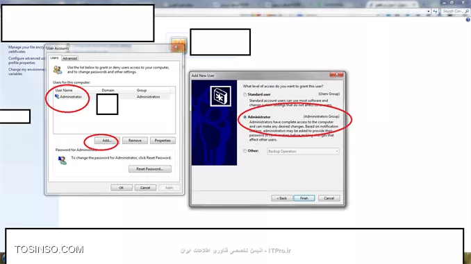 اساتید گرامی بحث همکاری نیست؟ مگه اومدم اینجا قانون یاد بگیرم؟ خخخ بوا جان قانون رو بلدم فقط سوالم واسش جواب میخواستم همین
بازم تشکر بابت پاسخ های خوبتون اینم اضافه کنم این کار شدنی هستش 
خود ای تی ما میخواستن این کار رو بکنند اما میگن از طریق اکتیودایرکتوری نمیکنیم اگر راهی باشه برای خود سیستم انجام میدیم 


زمانی که با administrator شبکه وارد سیستم من میشین 
از طریق وارد شدن به کنترل پنل و .. که توسط عکس زیر میتونید مشاهده کنید در گروه ادمین نام کاربری اضافه میکنند که با هر بار
دریافت تنظیمات و به روزرسانی از طریق سرور ادمین میپره بیرون نام کاربری من 
اگر راهی هستش که نام کاربری خود من در قسمت یوزر ها تنظیمات و دریافت نکنه و دوباره به یوزر معمولی بره بگید تشکر مجدد

 


||http://network.tosinso.com/files/get/92d68fa1-551e-4363-a600-4a7e8b16e996||