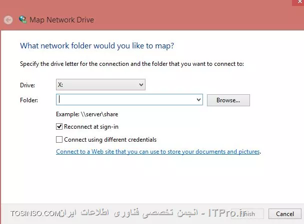 سلام دوست عزیز، برای متصل شدن به map network drive بعد از log in به سیستم کافیه گزینه  Reconnect at sign in را مارکدار کنید؛ البته این موضوع به |تنظیمات Group policy ::https://tosinso.com/questions/2839/%d8%ad%d8%b0%d9%81-%da%a9%d9%84-Map-Drive-%d9%87%d8%a7%db%8c-%d8%b4%d8%a8%da%a9%d9%87-%d9%88-%d8%a7%db%8c%d8%ac%d8%a7%d8%af-Map-Drive-%d8%a7%d8%b2-%d8%b7%d8%b1%db%8c%d9%82-%d9%be%d8%a7%d9%84%db%8c%d8%b3%db%8c| نیز بستگی دارد که در این خصوص لینک زیر نیز میتواند نفید باشد:
|فصل اول-بخش ششم: پیاده سازی Map Network Drive::https://tosinso.com/articles/41541/%d8%a2%d9%85%d9%88%d8%b2%d8%b4-%d8%b3%d8%a7%d8%ae%d8%aa-(%d8%a7%db%8c%d8%ac%d8%a7%d8%af)-Map-Drive-%d8%af%d8%b1-%da%a9%d8%a7%d9%85%d9%be%db%8c%d9%88%d8%aa%d8%b1%d9%87%d8%a7%db%8c-%d8%b4%d8%a8%da%a9%d9%87-%d8%a8%d8%a7-%da%af%d8%b1%d9%88%d9%be-%d9%be%d8%a7%d9%84%db%8c%d8%b3%db%8c|
||http://network.tosinso.com/files/get/92e4b77d-1955-4a6b-8a18-cfe9f18cee45||
و برای ذخیره سازی پسوردهای شبکه کافیست، آدرس خود را با اطلاعات کاربری مربوطه طبق مسیر زیر وارد نمائید:

||http://network.tosinso.com/files/get/16460edc-a52d-4099-ad3e-1c2b2a45c971||