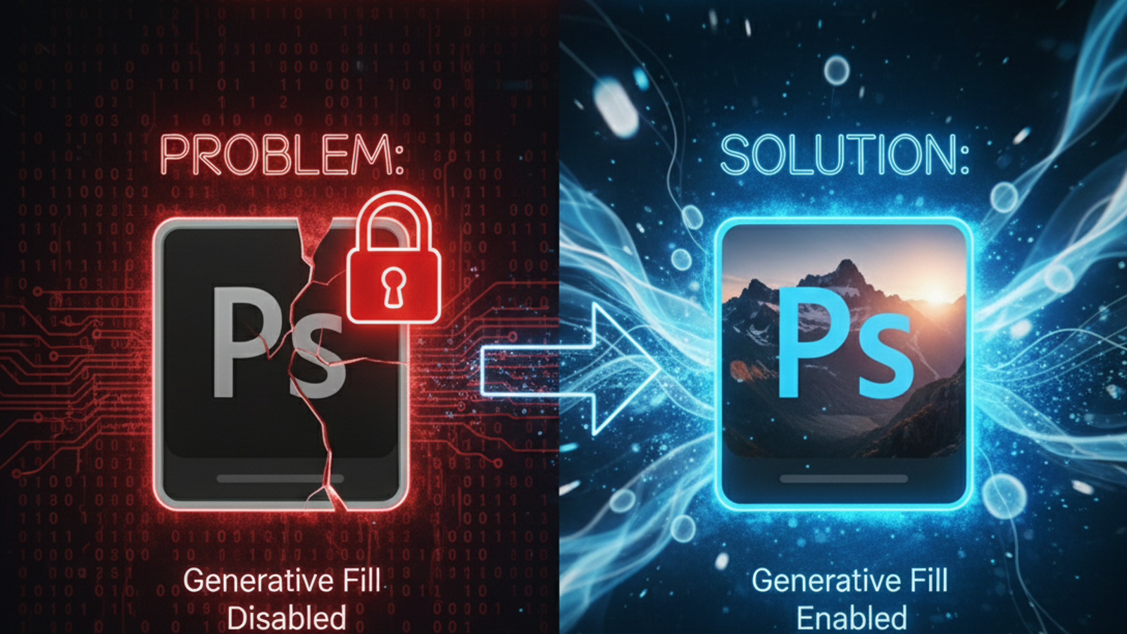 حل مشکل کار نکردن Generative Fill در فتوشاپ (تحریم و خطاهای رایج)