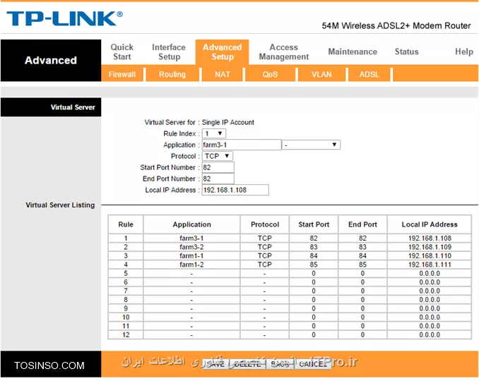 تنظیمات مودم روتر

||http://network.tosinso.com/files/get/939e349e-d37b-40ca-bb25-245ee5b5e65a||
||http://network.tosinso.com/files/get/6f4d79c5-12c3-4b0c-a69a-7ecc7820ff3a||

تنظیمات دوربین 

||http://network.tosinso.com/files/get/9ba00b4a-9f05-46b6-9a1e-6cf0142510cd||

بازم میگم از یه سیستم که مستقیم وصل شده به روتر میتونم دوربینارو ببینم اما از بیرون نمیشه 