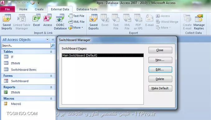 آموزش اکسس 2016 (Access) قسمت 5 : قابلیت Switchboard
