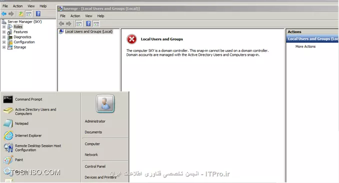 با سلام 
من در سرور 2008R2 رول Remote Desktop Service رو فعال کردم.الان میخام با یه کاربری که تحت دامین هست به سرور ریموت کنم باید این کاربر رو تو لیست remote desktop member قرار بدم,لیکن با اکانت Administrator هم که به سرور ریموت میکنم دسترسی به گزینه  local users and group ندارم.چطور به این گزینه دسترسی داشته باشم تا بتونم ا اعضای که میخام به سرور ریموت کنم ,این اعضای را تو لیست remote desktop member قرار بدم؟
با تشکر

||http://tosinso.com/files/get/96050215-9b6b-4c02-b4f9-afba06fa72e8||