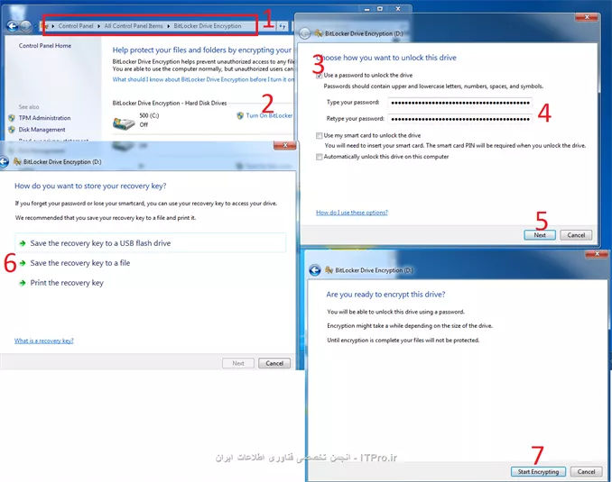 مراحل استفاده از BitLocker
