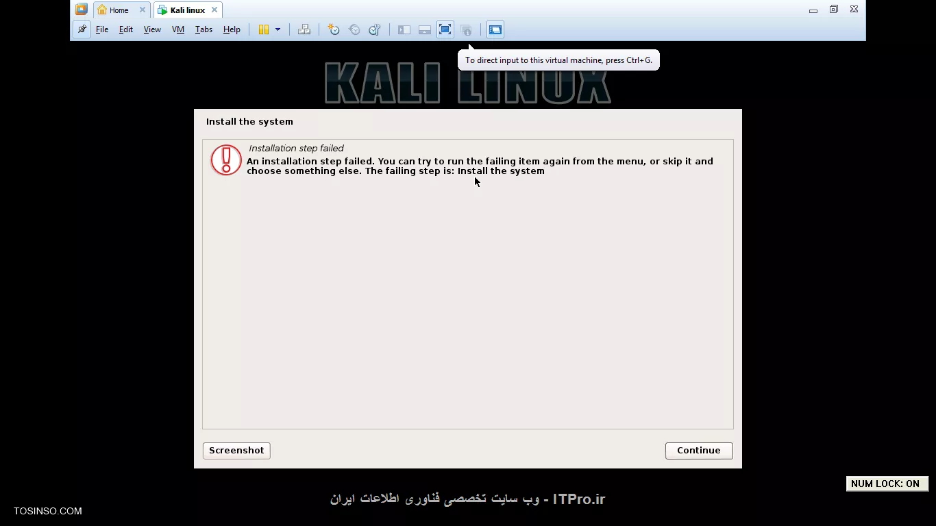 سلام به همه 
من می خواستم kali linux amd64 2016.1  نصب کنم اما حدود بیست درصد که نصب می شد و ارور زیر رو می داد ||http://tosinso.com/files/get/98c19bd3-d796-4452-8722-ee59536e8a91||  
من کالی رو از سایت رسمی اش دانلود کردم لطفا کمک ام کنید