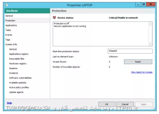 !! Password Protection for KES 

در این آزمایش قصد داریم تا برای Kaspersky Endpoint Security در زمان نصب روی شبکه یک پسورد تعریف کنیم تا کاربران قادر به غیرفعال کردن آن نباشند 

* در این سناریو هر دو ماشین DC و Security-Center را روشن کنید 

* ماشین Laptop را روشن کنید 

- Laptop 

1- خارج شوید از KES روی آن راست کلیک و Exit را بزنید 

||کسپرسکی سرور 10 نویسنده مهندس احمد توسلی ::https://tosinso.com/files/get/79065c31-b0fc-42c5-b43d-a1ed2a2917e6||

- Security-Center 

1- وارد Administration Console شوید 

2- از سمت چپ وارد Protection settings و روی Monitoring کلیک کنید 

3- پیام Protection is disabled را در Protection settings پیدا کنید 

4- روی لینک Protection is disabled کلیک کنید 

||کسپرسکی سرور ده من ::https://tosinso.com/files/get/56ea2149-925c-423c-a907-6f3fba43da4c||

5- حالا نود های Device selections و آنهایی که Protection is off هستند را مشاهده کنید 

6- کامپیوتر Laptop انتخاب کنید 

7- در سمت راست روی لینک Security application is not running کلیک کنید 

||https://tosinso.com/files/get/35c7d365-a99b-4866-95c3-f1fe138b7752||

8- روی لینک Open Protection section in device properties بروید 

||https://tosinso.com/files/get/62636aaa-d24a-4b7f-b10e-5f567e525136||

9- وارد بخش Applications شوید 

||https://tosinso.com/files/get/99a8f058-1498-4641-9792-a6fe0902d968||

10- حالا Kaspersky Endpoint Security 10 Service Pack 2 for Windows را انتخاب و روی < ( ابی رنگ ) کلیک کنید 

||https://tosinso.com/files/get/81a77db0-4a40-4667-9c1b-e5751b95764b||

11- حالا صفحه را ببندید و به Administration Server و تب Monitoring را بزنید 

12- روی متن سمت چپ Protection settings که سبز است 

||کسپرسکی سرور 10 احمد توسلی ازمایشگاه 24::https://tosinso.com/files/get/3f20cade-1160-4177-858d-d5fb9af2443b||


نویسنده : سید احمد توسلی
منبع : |جزیره امنیت اطلاعات و ارتباطات وب سایت توسینسو::https://tosinso.com/security|
هرگونه نشر و کپی برداری بدون ذکر منبع و نام نویسنده دارای اشکال اخلاقی است