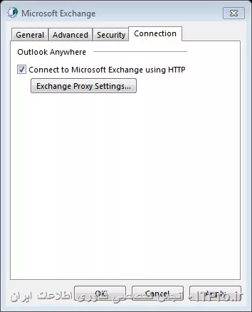 برگه Connection، کلیک بر روی Exchange Proxy Setting ...