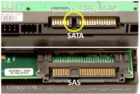 مقایسه کانکتور SAS  و SATA 