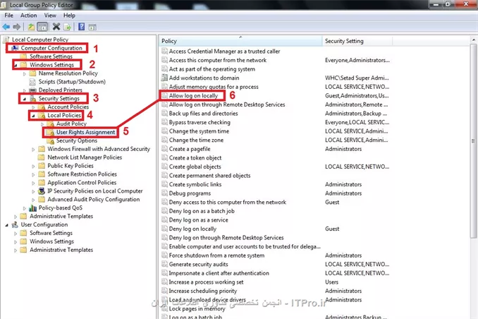 سلام

از طریق run ,وارد (GP (GROUP POLICY بشید با دستور  gpedit.msc بشید سپس در مسیر زیر 

یوزرهای مورد نظرتون رو اد کنید.

||http://network.tosinso.com/files/get/9bef8f4c-e44e-47d8-8984-cc4cc37da826||