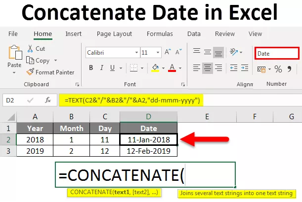 تابع CONCATENATE در اکسل