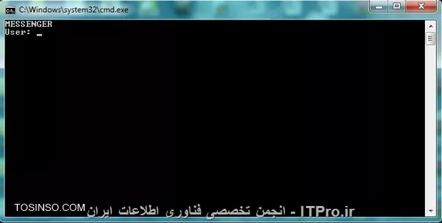 ابتدا برنامه Notepad ویندوز رو باز کنید و متن زیر رو درونش Paste بفرمایین:
<left>
@echo off
:A
Cls
echo MESSENGER
set /p n=User:
set /p m=Message:
net send %n% %m%
Pause
Goto A
<left>
سپس Save As رو زده و با نام Messenger.bat بر روی کامپیوتر خود ذخیره نمایید.
فایل ذخیره شده را باز کرده و در جلوی user: نام آی پی سیستمس را که میخاهید برای وی پیغامی در شبکه بفرستید وارد کنید تا پیام برای وی ارسال گردد.

||http://network.tosinso.com/files/get/9c9a8b28-3936-4ef5-adcf-668302444615||
||http://network.tosinso.com/files/get/dc734012-d90e-492a-8158-63fc41917e28||