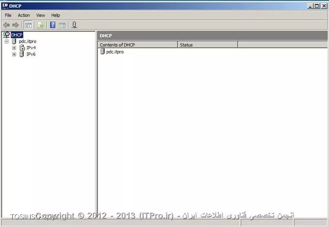 DHCP  یا Dynamic Host Configuration Protocol هسته ی یکی از سرویس های زیرساختاری شبکه محسوب می شود که مسئولیت ارائه IP آدرس ها و اطلاعات مربوط به DNS  سرورها به کلاینتها را بر عهده دارد. درمقاله |DHCP Option::http://www.tosinso.com/Articles/Details/541/DHCP%20Options| به معرفی Option ها و گزینه هایی که در نصب سرویس DHCP در ویندوز سرور 2008 به دانستن مفهوم آنها نیازمند بودیم پرداختم.در این مقاله به صورت تصویری نحوه ی نصب رول DHCP را توضیح خواهم داد و نگاهی گذرا به کنسول مدیریتی DHCP در ویندوز سرور 2008 خواهم داشت.

جهت نصب رول DHCP ، اولین موردی که باید به آن توجه داشت و پیش از نصب ،تنظیم مربوط به آن را چک کرد،داشتن Static IP سروری است که قصد نصب رول DHCP بر روی آن را دارید.در صورتی که سرور دارای Static IP نباشد،شما قادر نخواهید بود رول DHCP را بر روی آن نصب کنید.بعد از دادن IP دستی به سرور یا همان تنظیم Static IP باید طراحی های لازم جهت راه اندازی سرویس DHCP را انجام دهید.در طراحی باید موارد زیر را در نظر بگیرید:

* شبکه ای که قصد نصب این سرویس را بر روی آن دارید دارای چند سابنت و چه رنج IP می باشد؟
* IP آدرس های مر بوط به DNS سرور ،Default Gateway  و  دیگر سرورهای حیاتی و مهم در شبکه ،چه IP هایی هستند؟
*  سرویس DHCP مسئولیت ارائه خدمات به چندین کلاینت یا Device را در شبکه دارد؟
* سروری که قرار است سرویس DHCP بر روی آن نصب شود دارای چند کارت شبکه است ؟
* آیا نیاز شما اقتضا میکند که به روی هرکارت شبکه یک Scope  طراحی کنید یا نه ؟
* متناسب با تعداد کارتهای شبکه،چندین Scope خواهید داشت و کدام Scope بر روی کدام کارت شبکه قرار خواهد گرفت؟
* هر Scope باید از چه رنج IP شروع و تا چه رنج  IP ادامه داشته باشد.بهتر است Scopeها از قبل تعیین شوند.
* رنج IP مربوط به Exclusion Range را مشخص کنید.
* پیشنهاد می شود کلاینتهایی را که می خواهید IP آنها در Reservation Range قرار گیرند را مشخص کنید تا از قلم نیفتند.

!! نصب DHCP Role
جهت نصب رول DHCP ابتدا باید وارد کنسولServer Manager شوید،سپس گزینه Add Roles را انتخاب کنید:

 ||http://www.tosinso.com/files/get/49e7db6a-f526-430f-b283-eef0c7313ab5||
||http://www.tosinso.com/files/get/5ac7cf32-5bb3-4e9b-ba6e-ac73fd9855d5||
 سپس در میان رولهای نمایش داده شده در پنجره زیر،رول DHCP را تیک دارو گزینه Next را انتخاب کنید:

||http://www.tosinso.com/files/get/05e5b9ba-1932-4229-ad65-9ea4b7eeff08||
در صورتی که به سرور خود Static IP نداده باشید،در این مرحله اخطاری مبنی بر Static IP نبودن سرور و عدم امکان نصب رول DHCP را دریافت خواهید کرد.
در مرحله بعدی تعداد کارتهای شبکه ای که در سرور شما وجود دارند و شما می خواهید به روی آنها Scope های خود را تعریف کنید، نمایش داده خواهدشد. هرکدام از کارت شبکه هایی که می خواهید Scope های خود را به روی آنها تعریف کنید ،انتخاب یا تیک دار کنید.اصطلاح Connection Binding یعنی اینکه کدام رنجهای IP بر روی کدام کارت شبکه قرار گرفته باشند. 
همچنین شما درحین نصب رول DHCP  میتوانید دیگر تنظیمات مربوط به Scope ها را هم انجام دهید.در صورتی که تمایل داشته باشید Scope های خود را در همان کنسول مدیریتی DHCP انجام دهید،میتوانید از این مراحل بدون پر کردن گزینه های آن بگزرید.در اینجا ما انجام تنظیمات مربوط به Scope ها را به کنسول مدیریتی DHCP واگذار خواهیم کرد.

 ||http://www.tosinso.com/files/get/d954be2c-3741-4e67-87d9-2f18a1386ca6||
سپس در این مرحله مشخصات مربوط به Parent Domain یا دومینی که می خواهید DHCP  سرور بر روی آن فعالیت داشته باشد و همچنین مشخصات مربوط به DNS Server را وارد کنید و سپس گزینه Validate  را انتخاب کنید تا معتبر بودن DNS سرور شما بررسی و تایید شود.در صورت درست بودن IP مربوط به DNS سرور ، عبارت Valid همراه با تیک سبز رنگ در زیر آن قسمت ظاهر خواهد شد.در نهایت گزینه Next  را انتخاب کنید.

 ||http://www.tosinso.com/files/get/047dd83e-aab9-4ec0-9fa9-ef2a23c0e9e2||
در این مرحله در مورد سرویس WINS از شما سوال پرسیده می شود.در صورتی که در شبکه خود از این سرویس استفاده میکنید در اینجا IP مربوط به سرورهای آن را باید وارد کنید در غیر اینصورت گزینه اول را انتخاب و Next را بزنید:

 ||http://www.tosinso.com/files/get/c8f90b3b-bced-48bf-9612-0c8f1d61b39a||
همانطور که در بالانیز اشاره کردم شما میتوانید در حین نصب رول DHCP ، Scopeهای خود را نیز تعریف کنید .اینکار را در این مرحله از نصب رول می توانید انجام دهید.جهت تعریف Scope  کافی است گزینه Add را زده و اطلاعات خواسته شده مربوط به آن Scope را نیز وارد کنید.در غیر اینصورت گزینه Next را انتخاب کنید و وارد مرحله بعد شوید.
 
||http://www.tosinso.com/files/get/5a9b42e5-6711-44c5-8caa-de4dee95a345||
||http://www.tosinso.com/files/get/ae7a8e02-c12b-4299-9df7-3444b4a306d3||

در این مرحله در صورتی که از IPV6 استفاده میکنید میتوانید گزینه اول را جهت فعالسازی DHCPV6 انتخاب کنید.در غیر اینصورت گزینه دوم را انتخاب و Next را بزنید.
 
||http://www.tosinso.com/files/get/7e1dc8f1-17c7-45d1-b44f-abdf4f620325||

همانطور که از عنوان این پنجره بر می آید،در این قسمت نحوه Authorize کردن را انتخاب میکنید.اکتیودایرکتوری لیستی از DHCP سرورهای مجاز را در خود ذخیره میکند .جهت ذخیره و معرفی این DHCP سرور به اکتیودایرکتوری ،در این قسمت کاربری که در اکتیودایرکتوری است را وارد میکنید.در گزینه اول کاربری که با آن مشغول نصب این سرویس می باشید را انتخاب میکند که معمولا این کاربر ادمین است.در گزینه دوم شما نام کاربر دیگری را میتوانید وارد کنید.در گزینه ی آخر هم می توانید از ذخیره و معرفی این DHCP سرور به اکتیودایرکتوری خودداری کنید و گزینه Next را انتخاب کنید.اما همانطور که میبینید در پایین گزینه سوم به شما این هشدار را میدهد که این DHCP سرور برای اینکه بتواند در اکتیودایرکتوری سرویس دهد باید در آن Authorize شود.به هر حال این انتخاب شما می باشد.در نهایت گزینه Next را انتخاب کنید.

||http://www.tosinso.com/files/get/eabf314e-768e-4890-88cc-f4cadc3d7c7a||
 
در آخر خلاصه ای از اطلاعاتی که وارد کرده اید را به شما نمایش میدهد  و شما با زدن کلید Install این اطلاعات را تائید و نصب رول DHCP را آغاز میکنید.در صورتی که قسمتی از اطلاعات به درستی وارد نشده است گزینه  Previous را انتخاب و آن قسمت مورد نظر را اصلاح کنید.

||http://www.tosinso.com/files/get/7cf3ecd5-e7f5-4656-b614-a0ea465ad130||
 
با انتخاب گزینه Install ، رول DHCP شروع به نصب میکند.

||http://www.tosinso.com/files/get/be4b7009-f294-4b9d-9161-aa79f43cf497||
 
و در نهایت رول DHCP نصب می شود:
 
||http://www.tosinso.com/files/get/ab71f3f7-eae5-4fe1-900c-ecf8be4eeb96||

جهت وارد شدن به کنسول مدیریتی DHCP سرور از طریق منوی استارت،گزینه Administrative Tools و سپس DHCP را انتخاب کنید یا در Run تایپ کنید: dhcpmgmt.msc

شکل زیر نمایی از کنسول مدیریتی DHCP سرور است:

||http://www.tosinso.com/files/get/9d02c750-7c35-4dc4-9607-627f90456827||

!! ایجاد Scope جدید
برای ایجاد یکScope جدید در کنسول مدیریتی DHCP ،بر روی IPV4 راست کلیک کرده و گزینه New Scope را انتخاب کنید.سپس مراحل زیر را با دقت دنبال کنید:
 
||http://www.tosinso.com/files/get/34d01466-0152-4896-8166-7742f011fd8f||
||http://www.tosinso.com/files/get/b252e709-06b6-4010-9263-7b276c3ccf82||
 
در این پنجره باید برای Scopeی که می خواهید ایجاد کنید نامی انتخاب کنید و برای آن می توانید توضیحاتی را در قسمت Description اضافه کنید.Description در مواقعی که تعداد Scope ها زیاد باشد بسیار کاربردی می باشد.سپس گزینه Next را انتخاب کنید:

||http://www.tosinso.com/files/get/9fe64976-e2b7-4ee8-a34d-03144fc29c63||
 
در این پنجره،رنج IP ی که می خواهید آن Scope داشته باشد را مشخص می کنید.به خاطر داشته باشد که در End IP ، 8 کاراکتر آخر نمی تواند بیشتر از 254 باشد(همانطور که می دانید از 255 جهت Broadcast استفاده می شود). متناسب با رنج IP ی که واردمیکنید و کلاسی که آن رنجIP دارد،در قسمت پایین به صورت خودکار Subnet پر می شود:

||http://www.tosinso.com/files/get/47653958-410e-44a5-b8e7-0848a93487fa||
 
در پنجره بعدی شما آن رنجی را که می خواهید به عنوان Exclusion Range در نظر بگیرید را تعریف میکنید.شما می توانید بیش از یک Exclusion Range تعریف کنید.همانطور که میبینید در اینجا دو رنج IP برای Exclusion Range در نظر گرفته شده است:
 
||http://www.tosinso.com/files/get/a4f5cca4-1815-44ae-b36d-1cdd28af941b||

همانطور که از اسم این پنجره بر می آید،شما در اینجا مدت زمانی را که می خواهید IP ها را به کلاینتها قرض بدهید را تعریف می کنید،این مدت زمان یا همان Lease Duration به صورت پیش فرض 8 روز در نظر گرفته شده است که می توانید آن را تغییر دهید:
 
||http://www.tosinso.com/files/get/1fa23d7d-5a2b-4f5b-869f-22e83d7dde20||

در پنجره بعدی مشخص میکنید که آیا می خواهید تنظیمات مربوط به Option های DHCP را انجام دهید یا نه؟در اینجا جهت انجام این تنظیمات گزینه اول انتخاب شده است:

||http://www.tosinso.com/files/get/4ceda800-8a6c-42b8-bc71-0fe5f861c063||
 
Default Gateway های خود را در این قسمت تعریف و سپس Next را انتخاب کنید:

||http://www.tosinso.com/files/get/0a0c83ef-0d91-43c0-a71e-efbd5718af35||
 
در مرحله بعدی نام دومین و مشخصات مربوط به DNS Server را وارد کنید و گزینه Next را انتخاب کنید:

||http://www.tosinso.com/files/get/0d7d3874-6843-4b34-b2b7-09fbfae2d0b7||
 
در صورتی که از سرویس WINS استفاده میکنید اطلاعات مربوط به آن را وارد کنید ،در غیر اینصورت هم مجددا گزینه Next را انتخاب کنید:

||http://www.tosinso.com/files/get/2240e1fe-d43e-46a4-acea-a66de90341e7||
 
در این پنجره از شما پرسیده می شود که آیا می خواهید Scope مورد نظر را فعال کنید یا خیر؟در اینجا گزینه اول جهت فعالسازی Scope انتخاب شده است:
 
||http://www.tosinso.com/files/get/ae9083c0-05aa-4546-8595-30643ec0ff85||

و در نهایت با انتخاب گزینه Finish ،Scope  مورد نظر شما ایجاد خواهد شد:

||http://www.tosinso.com/files/get/51623f82-3668-4d53-b0c8-d0787a10bc3c||
 
و این هم نمایی از Scope ی که ایجاد کرده اید:

||http://www.tosinso.com/files/get/883a7d9c-1a06-417e-a07a-e6b23a5ec24f||
 
!! Scope Options
*Address Pool:*
کلیه IPهای مربوط به Scopeی که تعریف کرده اید در این قسمت قرار دارند.

*Address Lease:*
هر کلاینتی که در شبکه بالا بیاید و از سرویس DHCP ، IP دریافت کند در قسمت Address Leases ظاهر خواهد شد.

*Reservation:*
جهت اختصاص دادن Static IP به برخی از کلاینتهای بخصوص در این قسمت می توانید IP را برای آن کلاینتها را تعریف کنید.بر روی Reservation راست کلیک کرده و New Reservation را انتخاب کنید و سپس اطلاعاتی که از شما خواسته شده است را وارد کنید:
 
||http://www.tosinso.com/files/get/b47b5539-2d25-4c5f-b24d-f18d5fc240f3||
||http://www.tosinso.com/files/get/e98f70a0-d7bf-48f1-8320-e8e8f797e3f0||
 
*Scope Option:*
در این قسمت می توانید تنظیمات مربوط به Scope را ایجاد یا تغییر دهید.بر روی Scope option راست کلیک و گزینه Configure Option را انتخاب کنید:
 
||http://www.tosinso.com/files/get/1519b44e-51b7-4855-90d5-944f365797c0||
||http://www.tosinso.com/files/get/124f24c0-3cf9-4966-8522-dc9ef93f2115||
 
!! نتیجه گیری
DHCP یکی از سرویس های پایه ای و اساسی در شبکه محسوب می شود که تعریف،نصب و راه اندازی آن همانند دیگر سرویس های مهم شبکه نیازمند دقت و طراحی  می باشد.در این مقاله سعی شد نگاهی بر مبانی لازم جهت نصب و راه اندازی این سرویس مهم را  ارائه دهم.


نویسنده : فاطمه قرباوی
منبع : |جزیره سرویس های شبکه مایکروسافت وب سایت توسینسو::https://tosinso.com/microsoft|
هرگونه نشر و کپی برداری بدون ذکر منبع دارای اشکال اخلاقی می باشد. 