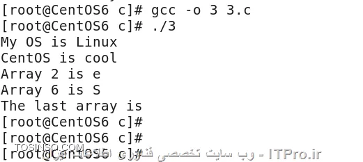 با سلام مجدد ، در این قسمت به ادامه مبحث Data Types در زبان C میپردازیم. نوع دیگر Data Type ها string است. string (رشته) آرایه ای از کاراکتر ها است. برای بوجود آوردن string، یک آرایه بطول string خود بوجود می آوریم. یک فایل جدید با نام دلخواه با gedit یا vim باز کنید. درون آن محتویات زیر را وارد کنید.
<center>
||http://tosinso.com/files/get/8cc22095-b77d-4135-a1bd-e4f17184b1db||
<center>
برای تعریف رشته، ابتدا از کلمه کلیدی char استفاده کرده، سپس نام رشته و درون [] اندازه آن را مشخص میکنیم. بعد از آن یک مساوی گذاشته و درون   عبارت خود را مینویسیم. در C انتهای رشته ها یک فضای Null وجود دارد، پس اندازه آرایه را یکی اضافه تر بگیرید. از دستور printf و برای چاپ کردن رشته از s% استفاده کنید. برای چاپ کردن یک حرف خاص از رشته از c% و شماره آن در رشته استفاده کنید. به یاد داشته باشید شماره گذاری آرایه ها از صفر شروع میشود نه یک.
<center>
||http://tosinso.com/files/get/9d484876-429a-4f1f-a952-c00e33c28edf||
<center>
هماطور که در خط آخر خروجی مشخص است خانه آخر رشته Null است. در قسمت بعد درمورد اشاره گر ها صحبت خواهیم کرد. پایان قسمت چهارم

نویسنده : سید محمد باقر موسوی
منبع : |جزیره برنامه نویسی وب سایت توسینسو::https://tosinso.com/programming|
هرگونه نشر و کپی برداری بدون ذکر منبع و نام نویسنده دارای اشکال اخلاقی است