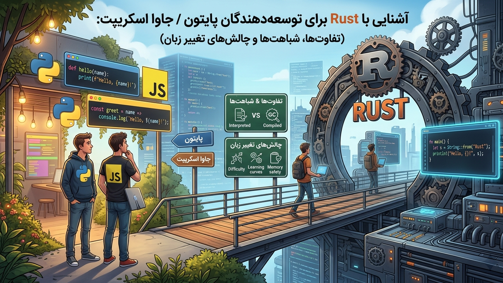 آشنایی با Rust برای توسعه‌دهندگان پایتون / جاوا اسکریپت: (تفاوت‌ ها، شباهت ‌ها و چالش‌ های تغییر زبان)