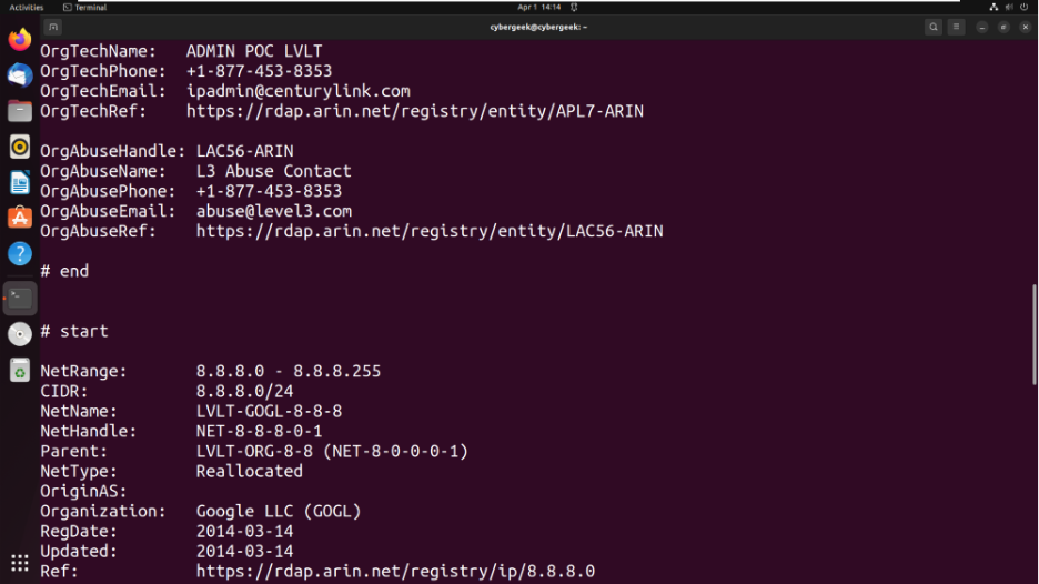 دستور whois در لینوکس