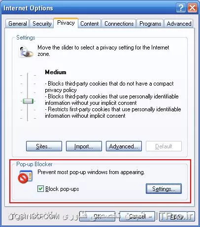 جلوگیری از باز شدن صفحات Pop-up در Internet explorer و Mozilla Firefox