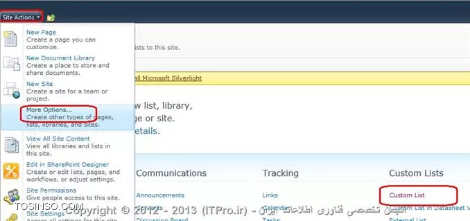با سلام
توضیح این مورد برای خودش یک مقاله میشه ولی من به طور خیلی خلاصه توضیح میدم امیدوارم که بتونه کمکتون کنه
شما به دو روش میتونید در شیرپوینت فرم ایجاد کنید یکی از طریق نرم افزاری مثل Infopath دیگری از طریق خود محیط شیرپوینت که من توضیح مورد دوم رو در اینجا بدلیل ساده تر بودن ترجیح میدم
در بالای صفحه منوی Site Actions رو باز کرده و گزینه موارد بیشتر ( More Options) رو انتخاب کنید و در لیست ظاهر شده  لیست سفارشی ( Custom list ) رو انتخاب کنید ، و بعد از انتخاب یک نام  ، لیست خودتون رو درست کنید 

||http://www.tosinso.com/files/get/9f0f6b22-6373-4e90-8649-b8f37005574e||
حالا میخواهیم مواردی رو که در فرم پرسیده بشه رو تعیین کنیم ..
وارد فرم ساخته شده بشید و در منوی بالا وارد قسمت لیست ( List ) شده و تنظیمات لیست ( List Setting ) انتخاب کنید

||http://www.tosinso.com/files/get/35a87e58-0e51-4700-8043-c68b6c9ff5c7||
در صفحه باز شده وارد قسمت Create Column ( ایجاد ستون ) بشید و در اون یکی یکی مواردی رو که میخواهید از کاربرتون پرسیده بشه رو مشخص کنید همچنین برای اینکه هر کاربر بتونه تنها فرمهای ایجاد شده توسط خودش رو ببینه و نتونه فرمهای ایجاد شده توسط کاربران دیگه رو مشاهده کنه میتونید در قسمت تنظیمات لیست ( List Setting ) وارد قسمت تنظیمات پیشرفته (َAdvanceed Setting) بشید و در قسمت دسترسیهای خواندنی ( Read Access ) ، مورد دوم یعنی خواندن آیتمهایی که توسط کاربر نوشته شده (Read items that were created by the user)  رو انتخاب کنید ، همینطور تنظیمات دیگه رو هم بنا به نیاز خودتون میتونید تغییر بدید ....
||http://www.tosinso.com/files/get/25ac8eea-96b8-48a7-bbf1-383de784359f||

از اون پس کاربران میتونند با رفتن به قسمت فرم ساخته شده توسط شما و انتخاب افزودن آیتم جدید ( Add new item ) میتونند فرم خودشون رو مشاهده و پر کنند و مدیر هم با رفتن به همون قسمت میتونه فرمهای ایجاد شده توسط کاربران رو مشاهده و یا ویرایش کنه

