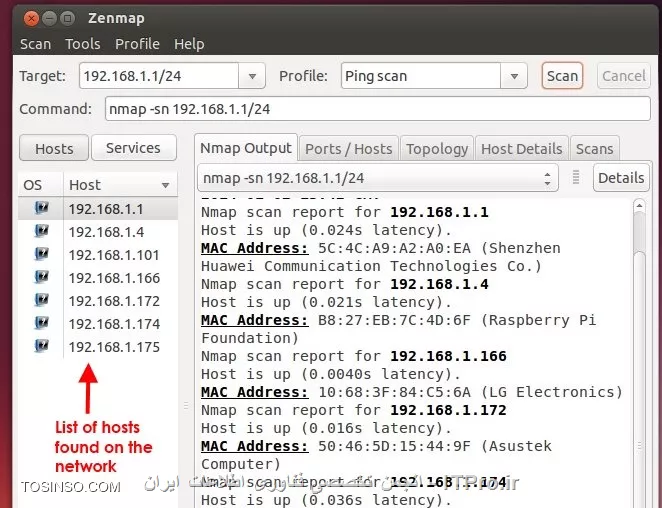 استفاده از NMAP برای Ping Scan