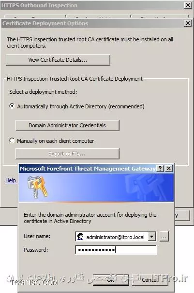 تصویر ششم : Publish کردن Certificate از TMG به اکتیودایرکتوری 