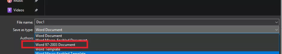 ذخیره سازی فایل ورد