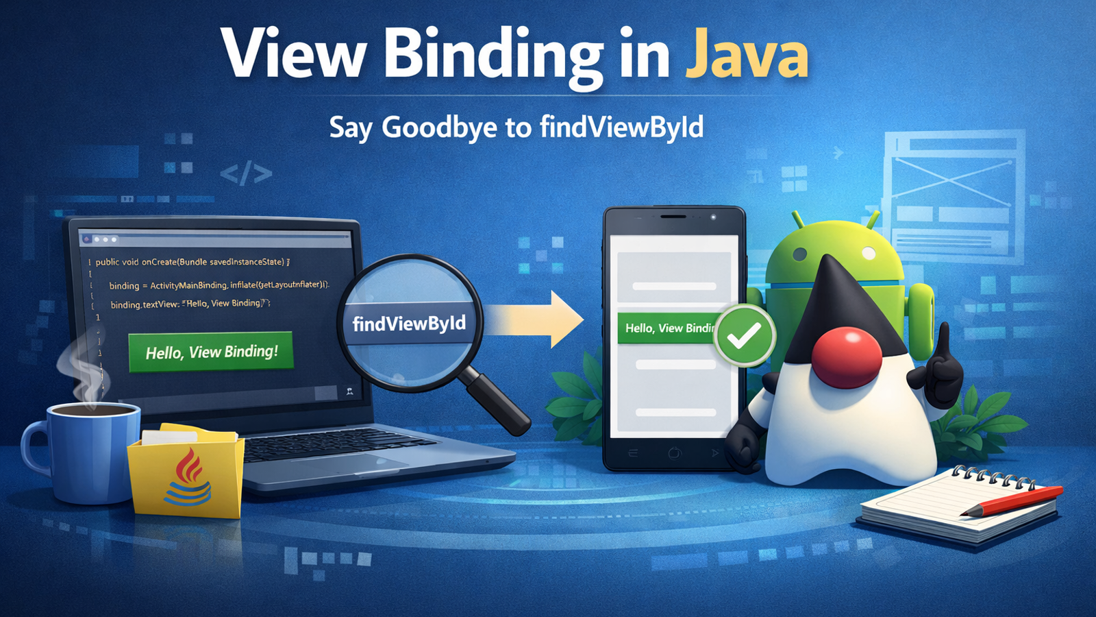 کار با View Binding در جاوا : خداحافظی با findViewById
