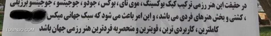 تبلیغ رشته های رزمی من درآوردی و بی هویت