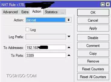 ||https://tosinso.com/files/get/3a6ef6a6-704c-4e6d-bdf8-7ed12652b024||
||https://tosinso.com/files/get/a4860b5e-1864-451f-979d-464f5f3e3e14||

یه nat نوشتم توی خوده میکروتیک 

||https://tosinso.com/files/get/0f3ec18c-4370-4836-8fea-ebead07606a5||

پورت فورواردینگ سمت مودم . توی بخش lan ip addres ، آدرس دست روتر که به مودم وصله رو زدم .
بدون گذاشتن میکروتیک سر راهش داشت درست کار میکرد ولی میخوام که از میکروتیک بگذزه. 

برای راه اندازی vpn هم ازتون کمک میگیریم . ممنون.
اگه اون آموزش 5 قسمتی رو  که خودتون نوشتید رو بیشتر کنید خیلی خوب میشه 
