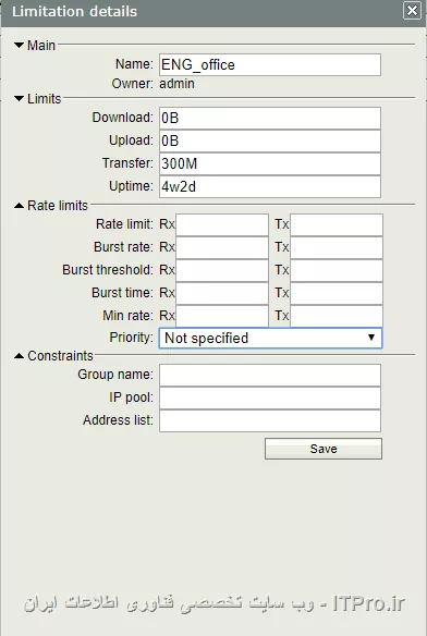 سلام من usermanager رو تنظیم کردم و
1- مصرف از transfer limit گذشته ولی اتصال همچنان برقراره و میتونن مصرف کنن . لطفا بفرمایید چه موردی از قلم افتاده 
2- چرا زمان های باقیمانده رو جلوشون نمینویسه
||https://tosinso.com/files/get/a4e6fdc3-ceef-4f3d-9fd1-8dee1b5ef109||
||https://tosinso.com/files/get/c1e297d8-46ab-4fde-9f05-3e60fc40a6f9|| 
||https://tosinso.com/files/get/b131ed29-2c0f-43a9-b72d-2bcb3c65c5b0||