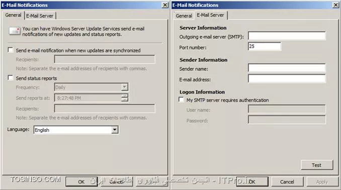 در قسمت اول  مقاله به تعاریف مرتبط با  سرویس WSUS و راه اندازی آن از طریق ویزارد اشاره کردیم . حال در این قسمت به سراغ بررسی کنسول مدیریتی و  توضیح آپشنهای کنسول WSUS می رویم .با استفاده از مسیر زیر میتوان وارد کنسول WSUS شد :
<c#>
Start => Administrative tools => Windows Server Update Services
<c#>
در تصویر زیر فضای کنسول مدیریتی WSUS نمایش داده شده است که در ادامه به توضیح Component های آن خواهیم پرداخت.

||http://network.tosinso.com/files/get/c46b1a16-3a51-4638-8dc3-798ac71a94f3||

*Server Name:* می توان چندین WSUS سرور را در کنسول مدیریتی اضافه کرد، با اضافه کردن هر سرور نام آن در پنل سمت چپ کنسول مدیریتی WSUS نمایش داده می شود.برای افزودن WSUS سرور به کنسول مدیریتی تنها کافیست روی گره ی Update Services  در پنل سمت چپ کنسول راست کلیک کرده و گزینه Connect to the server را انتخاب و در صفحه ی باز شده نام سرور مورد نظر و پورت مربوط به آن را وارد کنیم . با کلیک روی نام سرور (در اینجا ITPro-Server) در پنل وسط  صفحه  وضعیت مربوط به سرور در سه بخش مجزا نمایش داده می شود:

* *To Do:*  اطلاعاتی در مورد بخشهایی که WSUS سرور باید فورا در رابطه با آنها اقدام کند در اختیارکاربر سرور قرار می دهد.
* *Overview : *این بخش مروری دارد بر وضعیت کامپیوتر ها، آپدیت ها و نیز هماهنگ سازی آپدیت ها . همچنین آمار اطلاعات WSUS سرور را مشخص می کند .
* *Resources :* در این بخش لینک هایی برای کسب اطلاعات بیشتر پیرامون WSUS سرور در نظر گرفته شده است .

||http://network.tosinso.com/files/get/8c135b80-1b8d-428a-bad2-82777e4e8a12||

زیر نام سرور در کنسول تمامی Component های مربوط به مدیریت آن با ساختار درختی لیست شده اند. بنابراین این اجزا تحت مدیریت سرور یاد شده می باشند . در اینجا به معرفی این بخش ها می پردازیم :
*Updates:* این گره  در بردارنده لیست تمامی آپدیتهای روی سرور است که از سایت مایکروسافت دریافت کرده ایم  و نیزبا کلیک روی  گره ی Updates می توان گزارشهای مربوط به وضعیت نصب انواع آپدیت ها را بر حسب نوع آنها در پنل وسط کنسول مشاهده کرد. در زیر گره Update  ،آپدیتها برحسب نوعی که  برای آنها  در تنظیمات در نظر گرفتیم  (در اینجا  Critical و Security) و نیز آپدیت های خود سرویس WSUS تقسیم بندی شده اند.

||http://network.tosinso.com/files/get/1b19915b-cb6a-4655-894f-843386e9f5a6||

*Computers: * این بخش شامل All Computers و زیر گره ی  Unassigned Computers می باشد که به صورت پیش فرض کامپیوتر های موجود در شبکه که برای دریافت آپدیت ها عضو WSUS می شوند در قسمت Unassigned Computers قرار می گیرند .برای سهولت در مدیریت آنها می توانیم در اینجا گروه هایی را ایجاد کرده و کامپیوتر های عضو شده را به آنها منتقل کنیم . در قسمت All computers  تمامی کامپیوترهایی که عضو WSUS سرور هستند نمایش داده شده است با کلیک روی هر کدام از این کامپیوتر ها ، اطلاعات مربوط به آن کامپیوتر و وضعیت مربوط به آپدیت های آن در بخش پایین پنل میانی صفحه نمایان خواهد شد.

||http://network.tosinso.com/files/get/a2814594-d902-4046-8870-a3e768fe174a||

*Downstream Servers:*  اگر WSUS سرور های دیگری در شبکه وجود داشته باشند که این سرور Upstream  سرور آنها می باشد ، خلاصه ای از اطلاعات اینDownstream سرور ها در این قسمت نمایش داده می شود .
*Synchronizations:*  این قسمت در بردارنده تاریخچه ی آپدیت های Sync شده می باشد. بعبارت دیگر هر بار که WSUS  سرور آپدیت های خود را با یک Upstream Server   و یا با سایت مایکروسافت Sync  کند ، گزارش مربوط به این بهنگام سازی با شرح جزئیات در این بخش قابل مشاهده است. این بخش   یک نقطه مرکزی برای مدیریت هماهنگ سازی آپدیت ها  محسوب می شو د . برای هر بار انجام عمل Synchronization   تنها کافیست بر روی گزینه Synchronize Now  کلیک کنیم .

||http://network.tosinso.com/files/get/522c44ea-0b64-4821-a143-6c07bc810de0||

*Reports: *این قسمت محل مرکزی برای ایجاد و ذخیره گزارشهای گرفته شده توسط WSUS سرور از وضعیت آپدیت ها و کامپیوترها و نیز عمل Synchronization آپدیتها  می باشد .کاربرد Report viewer  که همزمان با نصب رول  WSUS ، آن را نصب کردیم برای این بخش است. اگر روی هر کدام از بخش های موجود در پنل میانی صفحه کلیک کنیم صفحه ای نمایان خواهد شد که با انتخاب گزینه Run Report در آن ، سرور شروع به گرفتن گزارش مربوط به آن بخش خواهد کرد.

||http://network.tosinso.com/files/get/b81409a0-e556-4299-a4b0-37488a250e1f||

*Options:* در بخش آپشن WSUS کنسول مدیریت تمامی تنظیماتی که از طریق ویزارد WSUS انجام شد ، وجود دارد . باید خاطر نشان کرد که تنظیمات WSUS  را همانند دیگر سرویسها ،می توان هم از طریق کنسول وهم از طریق ویزارد انجام داد که در این سری مقالات ما به توضیح هر دو روش پرداخته ایم . اگر نصب از طریق ویزارد انجام شده باشد می توان تغییرات مورد نظردر تنظیمات انجام شده را بعدا ، از طریق کنسول مدیریتی اعمال کرد. با کلیک روی گره Options تمامی قابلیت ها در پنل وسط کنسول مشاهده خواهند شد.

||http://network.tosinso.com/files/get/0d207c9f-9122-4694-954c-2bcfd3451ba2||

 در اینجا به توضیح و بررسی تک تک آپشن های کنسول می پردازیم:

!!!! Update Source and Proxy Server
در تب* Update source*   تعیین می کنیم که WSUS سرور آپدیت ها را از سایت مایکروسافت دریافت کند و یا از یک Upstream Server  که باید نام و پورت آن را در این بخش وارد کنیم .در اینجا ما گزینه Synchronize from Microsoft Update را انتخاب می کنیم . 

||http://network.tosinso.com/files/get/9971ae64-a70e-4a2e-ba20-72c2889e2ea5||

  اگر از یک Proxy Server  برای ارتباط با سایت مایکروسافت و یا  با یک UPstream Server برای Sync کردن آپدیت ها در شبکه استفاده می کنیم ،باید نام و پورت آن را در تب *Proxy Server*   مشخص کنیم .این آپشن بصورت پیش فرض غیر فعال است و در این حالت WSUS سرور مستقیما با سایت مایکروسافت یا Upstream Server ارتباط برقرار خواهد کرد.

||http://network.tosinso.com/files/get/5b7605b0-3419-4d26-83bc-1b4500e46a67||

!!!! Products and Classifications
در تب* Products* محصولی را که می خواهیم آپدیت های آن را دریافت کنیم و این آپدیت ها با سایت مایکروسافت Sync  شوند را انتخاب می کنیم . یادآور می شویم که اگر تنها محصولاتی را که در سازمان از آنها استفاده می شود، در این بخش برای دریافت آپدیت ها در نظر بگیریم ،  این شرایط باعث می شود که سرعت دریافت آپدیت ها بالا رفته و  فضای کمتری از حافظه  را به خود اختصاص دهند. با توجه به سناریو در این قسمت ما ویندوز 7 و ویندوز سرور 2008 R2 را برای دریافت آپدیت آنها انتخاب می کنیم .

||http://network.tosinso.com/files/get/cccc7603-3dbc-4c59-95c3-18825a3fb46f||

در تب *Classifications * نوع و طبقه بندی آپدیت مورد نظر را تعیین می کنیم در ابتدای مقاله ی قبل در رابطه با انواع آپدیت ها صحبت کردیم حال با توجه به دانسته های خود در رابطه با انواع آپدیت ها ، نوع آپدیت مورد نظر را بر حسب نیازمان انتخاب می کنیم . ما همان تنظیمات پیش فرض را در نظر می گیریم . 

||http://network.tosinso.com/files/get/5dba8064-ae31-42f1-b597-a2c43be27320||

!!!! Update Files and Languages
در تب *Update Files*  با انتخاب گزینه Store Update files locally on this server  می توانیم تعیین کنیم که فایل آپدیت های دریافتی در همین سرور ذخیره شوند .در چنین شرایطی با انتخاب کردن گزینه Download Update files to this server only when updates are approved  مشخص می کنیم که ابتدا لیست آپدیت ها برای ما نمایش داده شود تا پس از تایید آن عمل دانلود صورت گیرد . همچنین با برگزیدن گزینه Download express installation files   مجموعه ای از فایل آپدیت ها دانلود خواهند شد که  موجب افزایش سرعت دریافت آپدیت ها  و نصب آنها روی کامپیوترهای شبکه  می شود اما این فایل هاحجم بالایی داشته  و  سرور زمان زیادی برای دانلود آنها صرف خواهد کرد .

||http://network.tosinso.com/files/get/67ee89f9-1707-40a5-92a4-8ade73289f18||

در تب * Update Languages*  هم همانطور که در تنظیمات ویزارد ذکر کردیم می توان آپدیت ها را برای همه ی زبانها دانلود کرد و یا اینکه تنها زبانی را برگزید که برای ما کاربرد دارد. 
 
||http://network.tosinso.com/files/get/428906dd-d852-4f8f-b359-19099bcd3fdd||

*Synchronization Schedule :* می توانیم تعیین کنیم که سرور عمل Sync کردن آپدیت ها را بصورت Manual انجام دهد و یا  اینکه بصورت اتوماتیک در طی وهله زمانی مشخص شده آپدیت ها را بهنگام  و همسان سازی  کند .

||http://network.tosinso.com/files/get/bd3cccad-bd41-4101-be89-62d4ab30a93a||

!!!! Automatic Approval
در تب *Update rules * می توانیم برای تایید شدن آپدیت ها یک سری قاعده در نظر بگیریم بعنوان مثال برای WSUS سرور تعیین کنیم که در صورت دریافت آپدیت های مربوط به ویندوز 7، آنها را بدون دریافت تاییدیه و بصورت خودکار Approve کند . برای ایجاد یک Rule  تنها کافیست بر روی New Rule کلیک کنیم تا صفحه مربوط به انجام تنظیمات Rule باز شود (پنجره Add Rule) لذا می توانیم نوع و نام Rule مورد نظر را ایجاد کنیم .

||http://network.tosinso.com/files/get/cbf1bcaf-6de5-4a9f-a91b-29a9f7b3da53||

در پنجره Rule Properties با انتخاب گزینه ای که در آن نوع آپدیت ذکر شده ، نوع آپدیت را برای Rule تعیین می کنیم .با کلیک روی All Computers نیز لیست Computer Group هایی که ایجاد کردیم نمایش داده می شود که از میان آنها گروه مورد نظر را انتخاب می کنیم تا Rule ایجاد شده به آن گروه اعمال شود.

||http://network.tosinso.com/files/get/c1543e1b-c98e-4d77-a9d6-74fff30e8f5a||

در تب *Advanced * گزینه ای برای Approve کردن آپدیت های خود سرویس WSUS موجود است . علاوه براین هر آپدیتی ممکن است اصلاح و بروز رسانی شود در اینجا می توانیم تعیین کنیم که به محض دریافت Revision  مربوط  به یک آپدیت آن را به صورت خودکار نصب کرده و یا از نصب آن صرف نظر کنیم . 

||http://network.tosinso.com/files/get/efb9f8f7-1647-4ca4-b4bc-2fbd00dd5a44||

*Computers:* در این قسمت برای کامپیوتر هایی که عضو WSUS سرور شده اند می توانیم مشخص کنیم که تنظیمات مورد نیاز را از WSUS سرور و یا از گروپ پالسی و یا تنظیمات رجیستری که برای آنها انجام می شود ، دریافت کنند. بنابراین  با انتخاب گزینه Use the update services console  قادر خواهیم بود  کامپیوتر هایی را که بصورت پیش فرض درون Unassigned Computers  قرار گرفته اند را به صورت دستی به  گروههای دیگری که ساخته ایم، منتقل کنیم . برگزیدن گزینه Use group policy or registry settings on computers  موجب می شود که کامپیوتر ها بصورت اتوماتیک به گروهی که در تنظیمات GPO  در نظر گرفته ایم انتقال یابند. باید توجه داشت که در ابتدای کار  گزینه مربوط به تنظیمات گروپ پالسی را انتخاب کنیم چرا که انجام تنظیمات مربوط به گروپ پالسی است که  باعث می شود کامپیوتر ها WSUS سرور را شناخته و عضو آن شوند. به علاوه تنظیمات مربوط به دریافت آپدیت ها توسط کلاینت ها در گروپ پالسی صورت می گیرد. 

||http://network.tosinso.com/files/get/62c59613-9a03-45cd-a5cc-c00165f84e4b||

*Server Cleanup Wizard:* در این آپشن گزینه هایی موجود است که با انتخاب کردن آنها برای سرور WSUS تعیین می کنیم آپدیت هایی را که  منقضی شده  و کامپیوترهایی را که در شبکه غیر فعال شده اند از سرور حذف کند.

||http://network.tosinso.com/files/get/1ea5501f-0dc2-4688-825e-7ecba6c15eba||

*Reporting Rollup: *به کمک این آپشن می توانیم نحوه ی گزارش گیری WSUS  سرور را مشخص کنیم . اگر در شبکه ما Replica downstream  سرور هایی موجود باشد به کمک گزینه های موجود در این بخش برای WSUS سرور  تعیین می کنیم که گزارشهای مربوط به Replica downstream  سرورها را دریافت کند یا خیر .

||http://network.tosinso.com/files/get/e71a357f-c8af-46bd-921b-b9002bc43e83|| 

*E-Mail Notifications :*  در صورت وجود E-mail Server  در شبکه در تب *General*  می توانیم برای سرور مشخص کنیم که پس از Sync کردن هر آپدیت جدید ، برای کابران ایمیل بفرستد  . همچنین می شود تعیین کرد که گزارش وضعیت آپدیت ها به صورت روزانه یا هفتگی برای کاربران ارسال شود. در تب *E-Mail Server* نیز اطلاعات ایمیل سرور را وارد می کنیم .

||http://network.tosinso.com/files/get/a5d57cb9-9beb-4a78-ae98-6a930f679f61||

*Microsoft Update Improvement Program:* این آپشن کمک می کند تا سرور اطلاعات مبنی بر وضعیت آپدیت ها و کامپیوتر ها و نیز مشکلات بوجود آمده  را برای سایت مایکروسافت ارسال کند. بررسی این اطلاعات به متخصصان مایکروسافت کمک خواهد کرد تا راهکارهایی برای بهبود کارایی  و افزایش قابلیت WSUS سرور ارئه دهند.

||http://network.tosinso.com/files/get/804390c9-2d58-48e0-81e8-2e63ce2e1a0e||

!!!! Personalization
 این قسمت مرتبط با شخصی سازی اطلاعات نمایش داده شده توسط WSUS سرور  است در واقع در این آپشن می توانیم مشخص کنیم  اطلاعات WSUS سرور به چه صورت در کنسول مدیریتی قابل مشاهده باشند. در صورتیکه چند Replica downstream server در شبکه داشته باشیم  در تب *General* می توانیم تعیین کنیم که WSUS سرور ما اطلاعات مربوط به وضعیت آنها و کامپیوتر ها یشان را نیز نمایش دهد و یا اینکه تنها وضعیت  همین سرور و کامپیوتر های عضو آن را نشان دهد .

||http://network.tosinso.com/files/get/bc0e87b1-25c7-4c42-9f14-675ee303da3d||

در تب *To Do List* نیز می توانیم بخشهایی را که می خواهیم وضعیت مربوط به آنها در لیست To Do سرور نمایش داده شوند را انتخاب کنیم .

||http://network.tosinso.com/files/get/1ad62d4f-a712-4764-85d9-7f66f62e0416||

!!!! WSUS Server Configuration Wizard
این بخش در واقع همان ویزارد اولیه نصب WSUS می باشد . همانگونه که بیان کردیم این ویزارد در بردارنده  مجموعه ای از آپشن هاست که در بالا بصورت مجزا به توضیح آنها پرداختیم باید در نظر داشت که استفاده از این آپشن ها در کنسول مدیریتی قابلیت ها یی با جزئیات بیشتر را نسبت به ویزارد اولیه در اختیار ما قرار می دهد.پس از بررسی کنسول مدیریتی در این مقاله ، در قسمت بعد به شرح عضویت کلاینت ها در WSUS سرور و چگونگی Approve  و  نصب آپدیت ها توسط سروریس WSUS در شبکه خواهیم پرداخت . 

نویسنده: مریم حیات رمضانی
منبع : |جزیره سرویس های شبکه مایکروسافت وب سایت توسینسو::https://tosinso.com/microsoft|
هرگونه نشر و کپی برداری بدون ذکر منبع دارای اشکال اخلاقی می باشد 