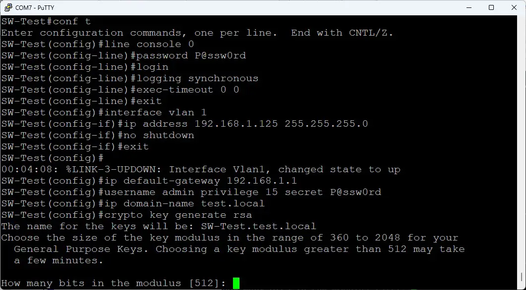 ایجاد کلید RSA در سوئیچ سیسکو