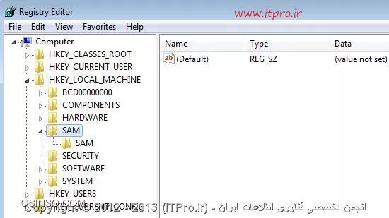 محل قرارگیری فایل رجیستری SAM ویندوز