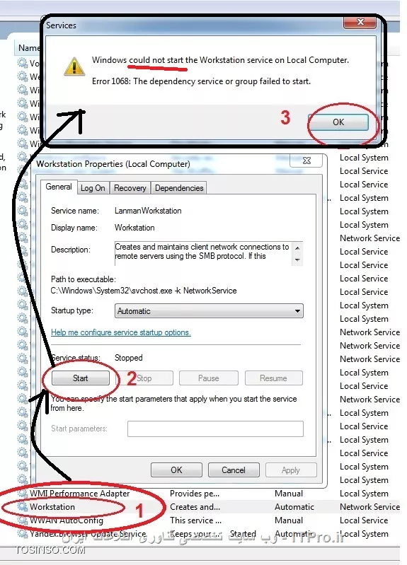 آقا در ضمن از میان تمام موارد زیر، فقط Computer Browser و Workstation، در وضعیت Start نیستند!
o Computer Browser
o DHCP Client
o DNS Client
o Network Connections
o Network Location Awareness
o Remote Procedure Call (RPC)
o Server
o TCP/IP NetBIOS helper
o Workstation

||https://network.tosinso.com/files/get/6b30d54a-13f3-4c24-88ad-61b6799bb00b||

||https://network.tosinso.com/files/get/a6f0998e-0139-4103-b95d-a9bd67bcda3c||
