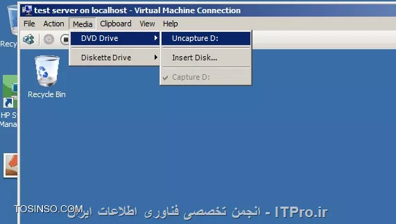 سلام خدمت همگی دوستان یک نکته کوچیک میگم راجع به رول Hyper-v ،من یه سرور دارم که رول Hyper-v رو روش فعال کردم و دو تا ویندوز سرور 2008 R2 هم نصب کردم  تا اینجا هیچ مشکلی وجود نداشت اما وقتی میخواستم هر دو تای ماشین مجازی ها رو با هم استارت کنم پیغام خطای زیر میومد
<c#>
Microsoft Emulated IDE Controller Error(Instance ID 83F863B-8DCA-9EDA-
2CA8B33039B4): Failed to Power on with Error 'The process cannot access the file 
because it is being used by another process .'.
<c#>

||http://tosinso.com/files/get/93747159-2dde-440a-8015-2f03212ac2ff||

 البته این رو هم بگم که این پیغام فقط زمانی میخواستم هر دو تا ماشین رو استارت کنم میومد و وقتی که یکی از اونها رو استارت میکردم مشکلی نبود ،این پیغام علتش اینه که  دو تا ماشین مجازی میخوان از یک درایو DVD استفاده کنن و نمیتونن هم زمان مدیریت این کار رو انجام بدن برای رفع این مشکل و اینکه داخل ماشین مجازی ها تداخل در کنترل DVD درایو به وجود نیاد باید ماشین مجازی ها رو تکی استارت کرد بعد از منوی Media  روی گزینه  un-capture  کلیک کرد.

 ||http://tosinso.com/files/get/a7f06052-3b6e-484e-84d8-08eb7c02fa5a||

حال دیگه هر دو تا ماشین مجازی بدون مشکل استارت میشن .و اگر داخل ماشین مجازی احتیاج به DVD درایو داشتید از همین مسیر گزینه capture رو کلیک کنید تا درایو DVD داخل ماشین مجازی فعال بشود .خدا نگدار همه عزیزان