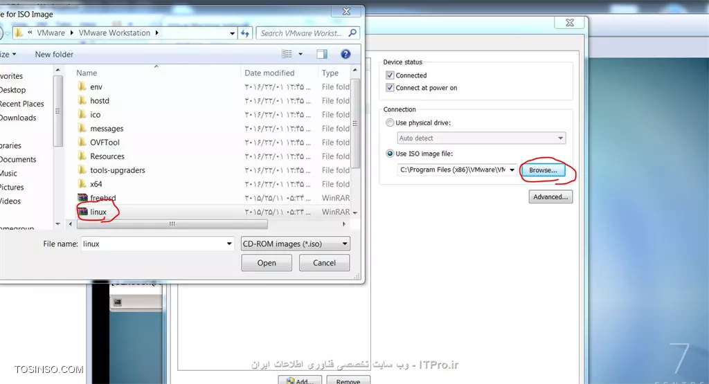 خوب دیگه مشکل چیه به پست بالا دقت کنید vmware tool روی ماشین مجازی نصب میشه نه ویندوزتون!
حالا vmware رو روشن کنید و در قسمت ستینگ این فایل که در عکس نشون دادم رو در قسمت cd/dvd بزارید که این فایل در درایو cd شما در لینوکستون بالا میاد حالا اون فایل tar.gz داخل این هستش و باید روی لینوکس ببینید 
||http://network.tosinso.com/files/get/a8145b7e-ffa4-4b8d-a0ff-e07810cf5748||