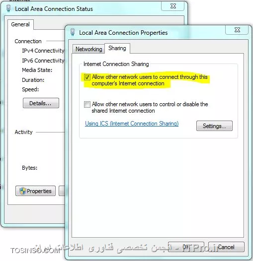 اگر از طریق شبکه وایرلس به اینترنت متصل هستید
فقط کافیه گزینه زیر رو توی تنظیمات sharing کارت شبکه فعال کنید
||http://network.tosinso.com/files/get/a86734a0-abeb-4013-b5cd-032cd8fa13a0||

بعد هر درایو یا پوشه و یا فایلی رو که خواستید share کنید و از طریق زیر بهش دسترسی پیدا کنید
||http://network.tosinso.com/files/get/e0fe08d6-cfbe-4a33-9fb0-0d8a8df38bcb||

تنها نکته ی امنیتی که هست حتما باید یک یوزر برای اینکار تعریف کرده و پوشه مورد نظرتون رو برای همون یوزر به اشتراک بزارید.
موقع باز کردن network از شما درخواست نام کاربری و رمز عبور میشود