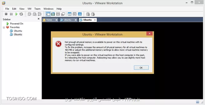 ram سیستمم 8 گیگ
مشخصات سیستم اصلی:
||http://virtualization.tosinso.com/files/get/03381434-46d2-436e-beb5-81a755532c2d||

موقع نصب از طریق dvd لینوکس رو انتخاب میکنم
در واقع داخل dvd  فقط سیستم عامل لینوکس وجود داره. (پک parand)
اما قبل از شروع فرایند نصب این ارور رو نشون میده.
||http://virtualization.tosinso.com/files/get/a91e1798-0450-42e8-a883-e672e0fb23b9||
