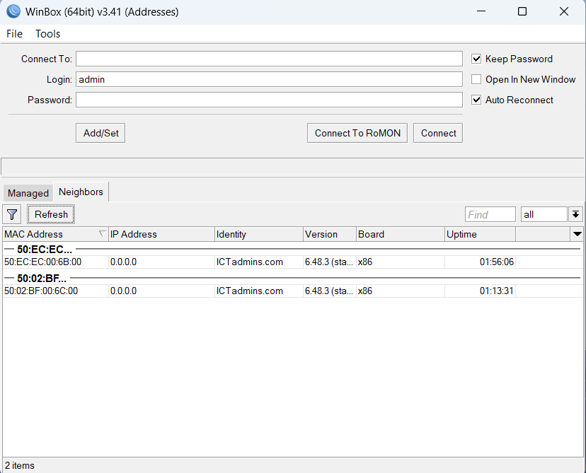 محیط نرم افزار winbox